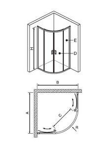 מקלחון הזזה פינתי מעוגל  ELLIPCE