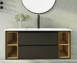 ארון אמבטיה תלוי דגם POLEG כולל כיור חרס אינטגרלי במגוון גדלים וצבעים לבחירה + מראה מתנה