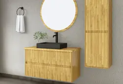 ארון אמבטיה תלוי דגם DIAZ כולל משטח בוצ’ר + מראה מתנה