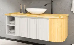 ארון אמבטיה SONATA כולל משטח בוצ’ר/קוריאן לבחירה + כיור מונח מתנה