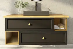 ארון אמבטיה תלוי דגם MELODY כולל משטח בוצ’ר לבחירה + כיור מונח מתנה