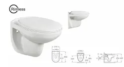 אסלה תלויה רימלס NEW NEVADA לבן מבריק עם מושב פנאומטי