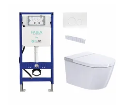 אסלה חכמה דגם SPLASH סט שלם אסלה, לחצן, ומיכל הדחה סמוי