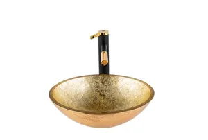 כיור אמבט זכוכית מונח Aurora Gold