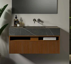 ארון אמבטיה תלוי דגם IBIZA כולל משטח וכיור במגוון גדלים וצבעים לבחירה