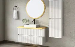 ארון אמבטיה תלוי דגם DIAZ כולל משטח בוצ’ר + מראה מתנה