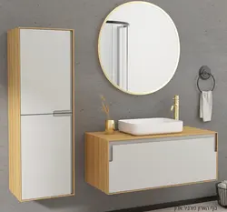 ארון אמבטיה RONDO כולל משטח בוצ’ר/קוריאן לבחירה + כיור מונח מתנה