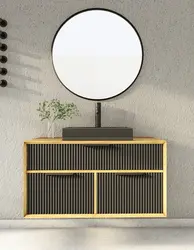 ארון אמבטיה תלוי PIANO כולל משטח בוצ’ר לבחירה + כיור מונח מתנה