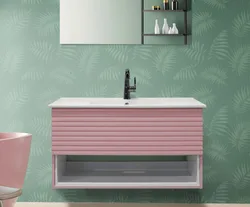 ארון אמבטיה תלוי חזית בחריטה עדינה ונישה פתוחה דגם HADAS